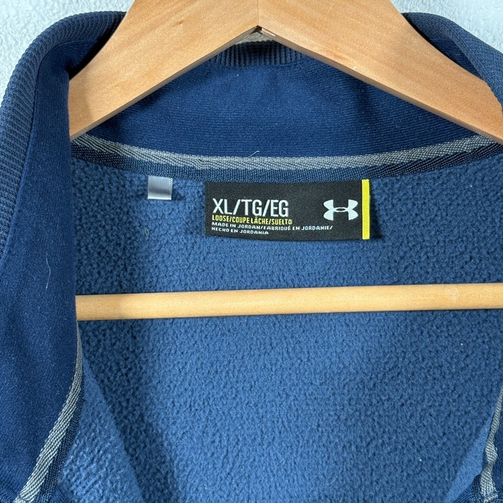 Under Armour Mens Armour Fleece Twist Quarter Zip Pullover Navy Blue XL 1373359 - Picture 2 of 5
